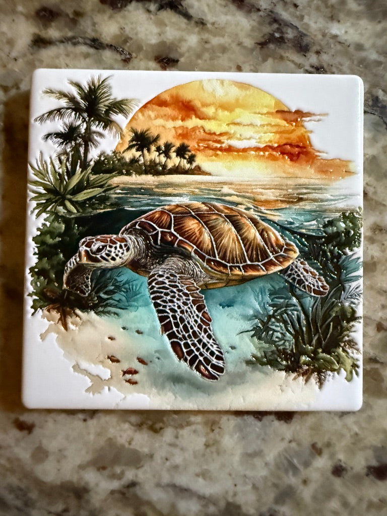 Sea Turtle in Tropical Waters — Premium Ceramic Magnet