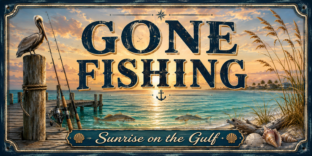 Gone Fishing — supplied decorative license plate artwork