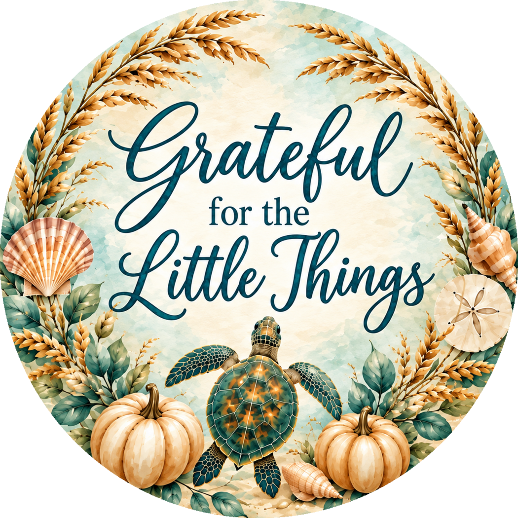 Sea Turtle – Grateful for the Little Things Ornament & Decoration — back print design