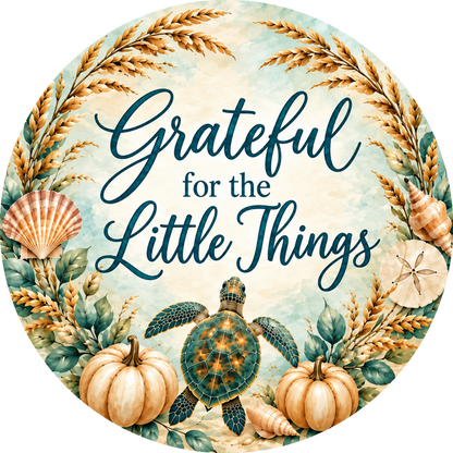 Sea Turtle – Grateful for the Little Things Ornament & Decoration — back print design