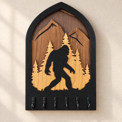 Bigfoot layered natural birch wooden key rack with six hooks