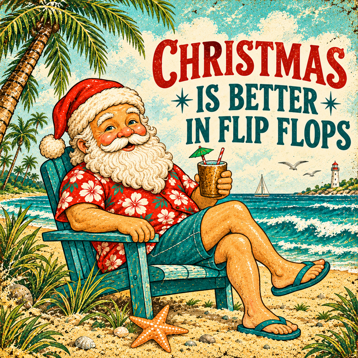Christmas Is Better in Flip Flops — actual square print artwork