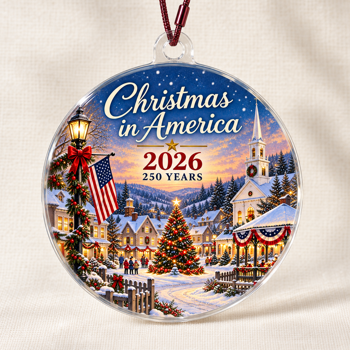 Christmas in America 2026 clear acrylic ornament