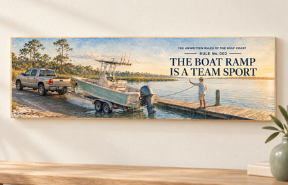 Unwritten Rules of the Gulf Coast Rule 2 wall sign shown at its true 15.5 by 5.5 inch scale