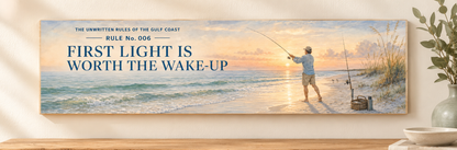 Unwritten Rules of the Gulf Coast Rule 6 wall sign shown at its true 15.5 by 5.5 inch scale