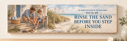 Unwritten Rules of the Gulf Coast Rule 9 wall sign shown at its true 15.5 by 5.5 inch scale