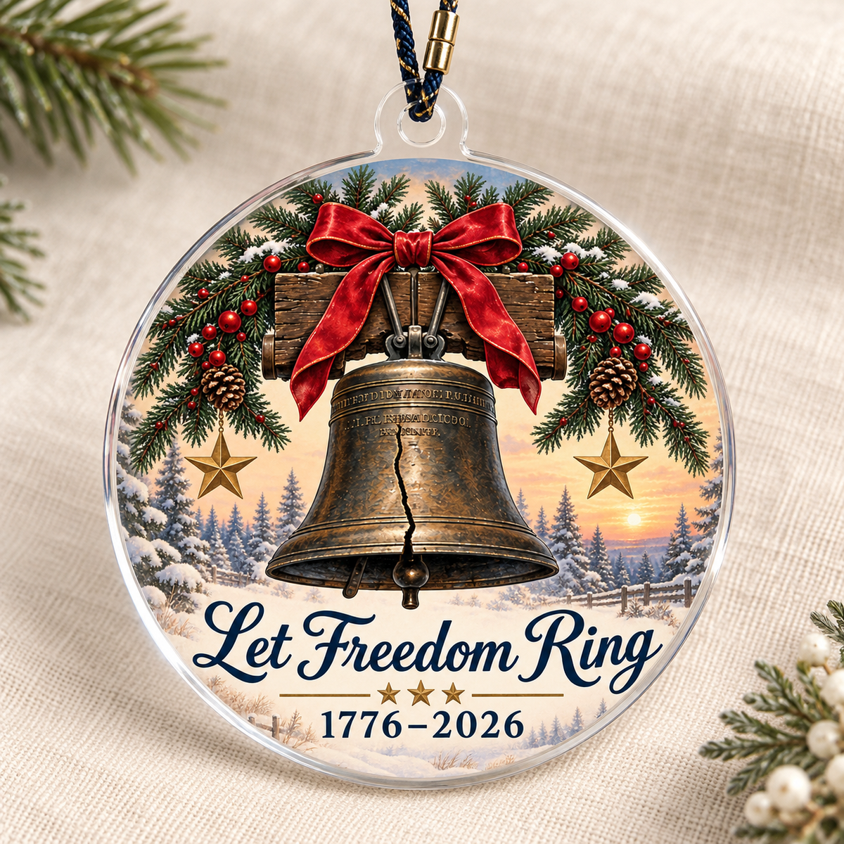 Let Freedom Ring 1776 to 2026 clear acrylic ornament