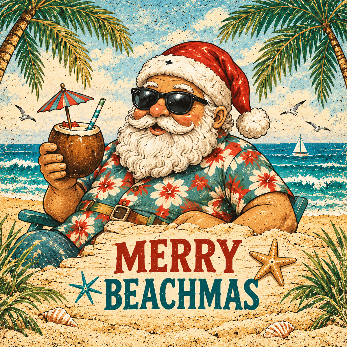 Merry Beachmas — actual square print artwork