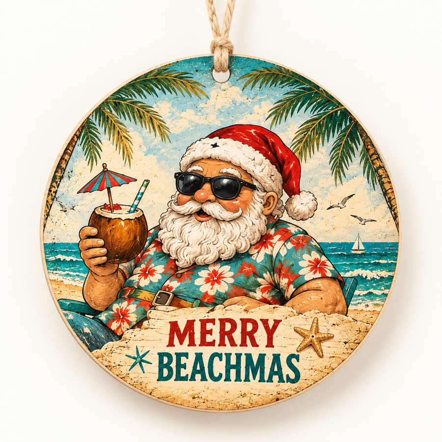 Merry Beachmas — Vintage Santa Birch Ornament