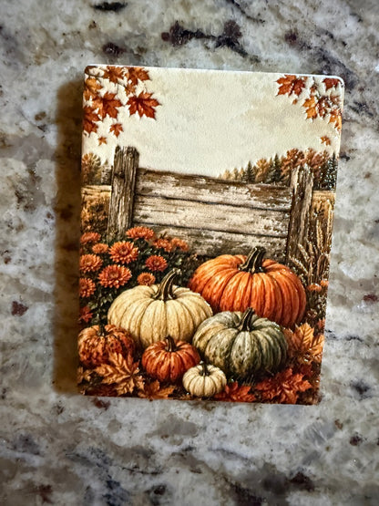 Pumpkins by the Rustic Fence — Premium Ceramic Magnet