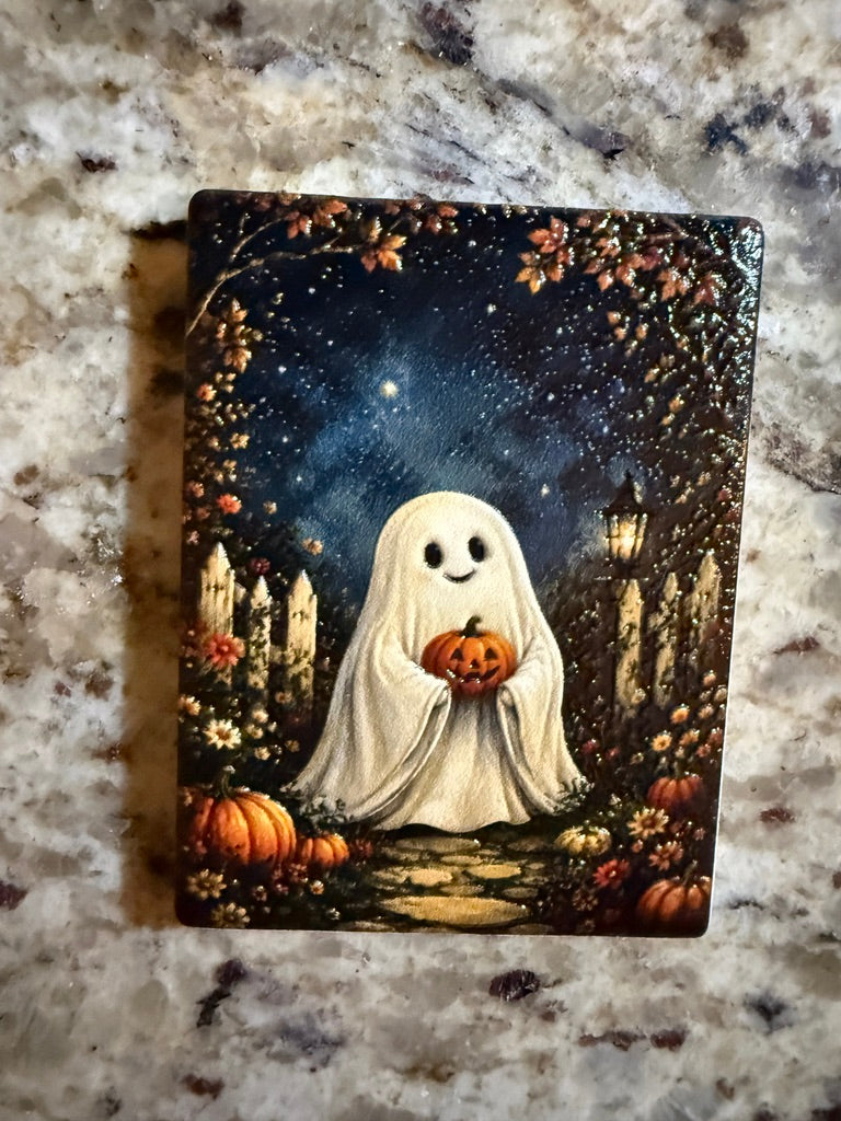 Friendly Ghost in the Garden — Premium Ceramic Magnet