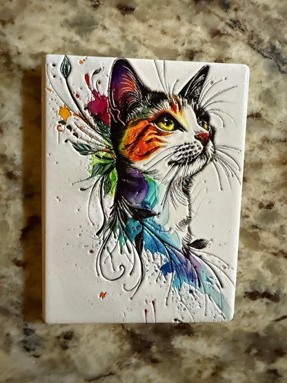 Colorful Cat Portrait — Premium Ceramic Magnet
