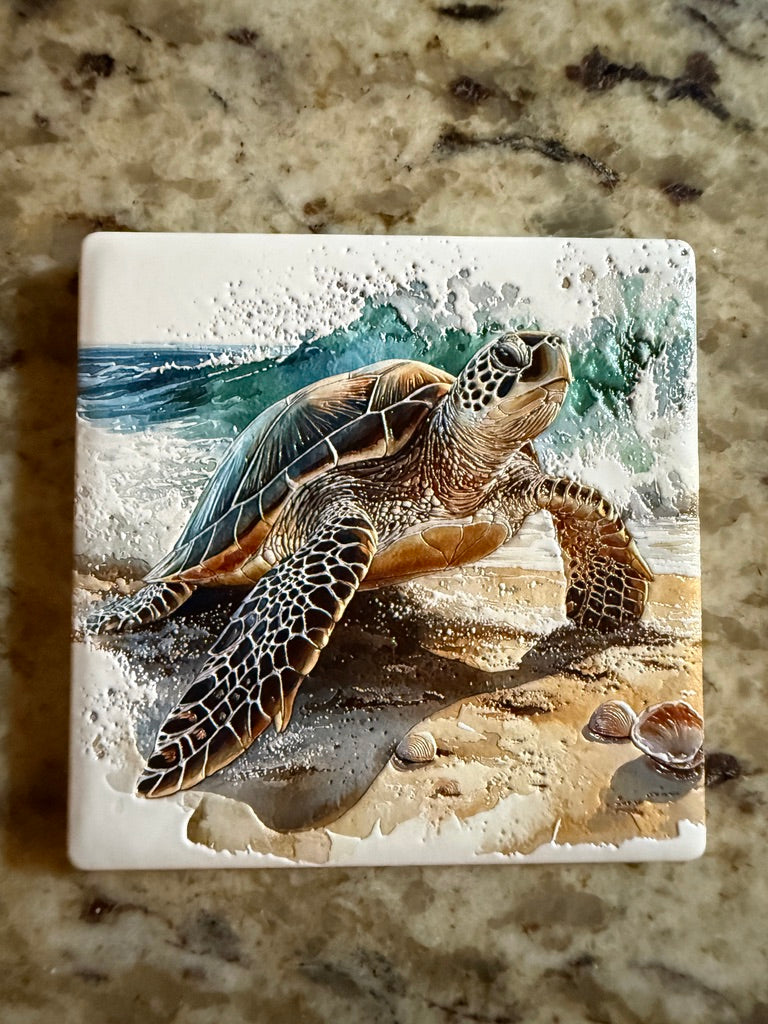 Sea Turtle and Breaking Wave — Premium Ceramic Magnet