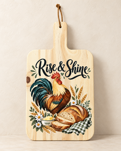 Rise and Shine rooster decorative pine kitchen paddle board product photo