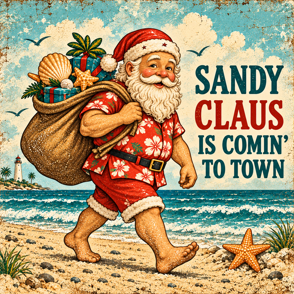Sandy Claus Is Comin’ to Town — actual square print artwork