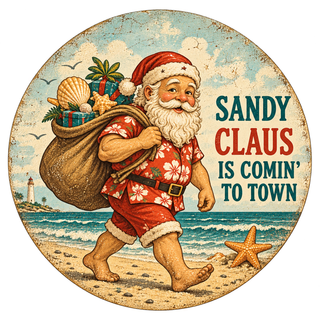 Sandy Claus Is Comin’ to Town — design option for your gift box