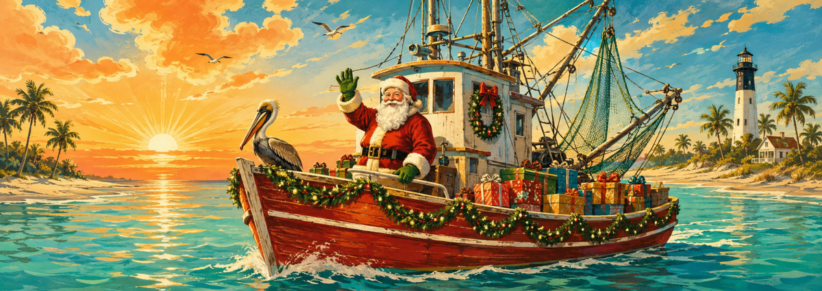 Santa’s Shrimp Boat — full panoramic print artwork