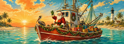 Santa’s Shrimp Boat — full panoramic print artwork