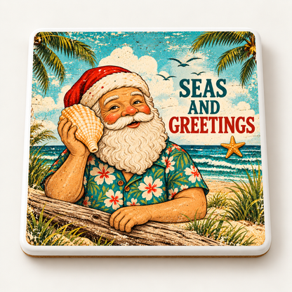 Seas and Greetings — ceramic coaster product mockup