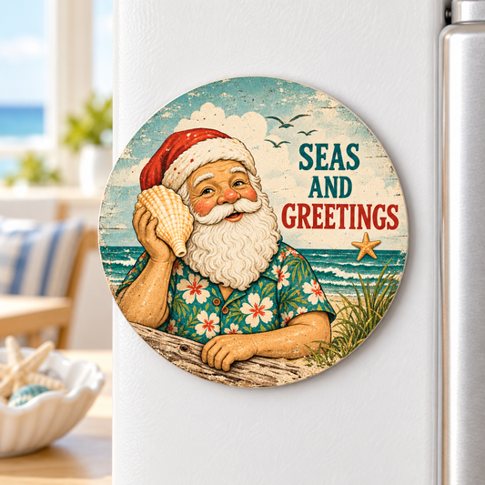 Seas and Greetings — 2⅝-inch round magnet styled display mockup