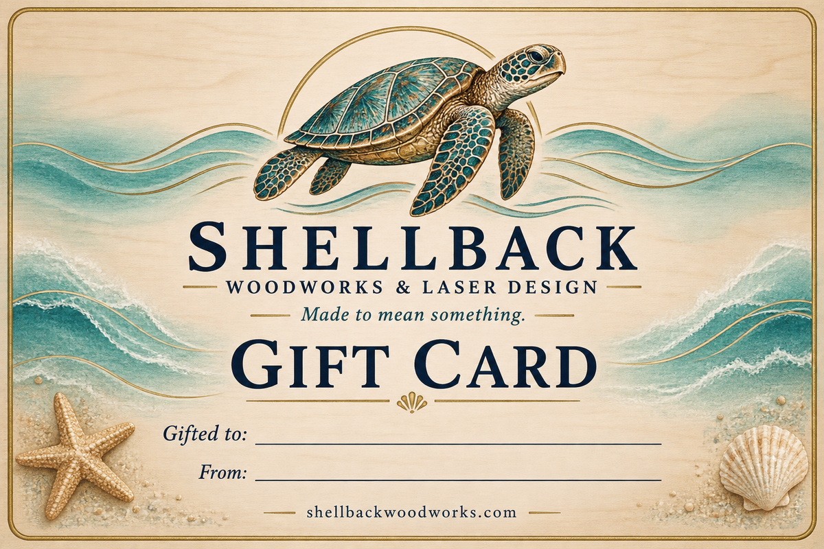 Shellback Woodworks and Laser Design coastal digital gift card
