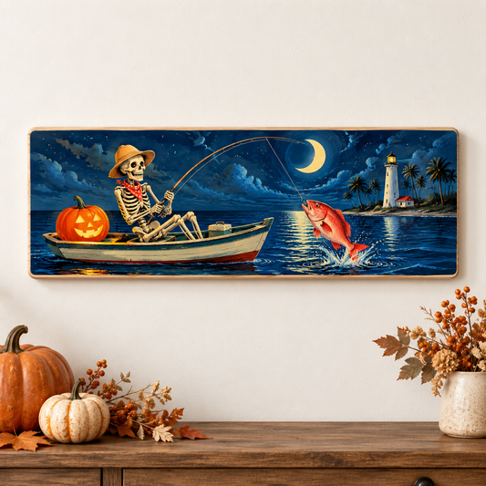 Skeleton Fisherman Halloween board styled product photo