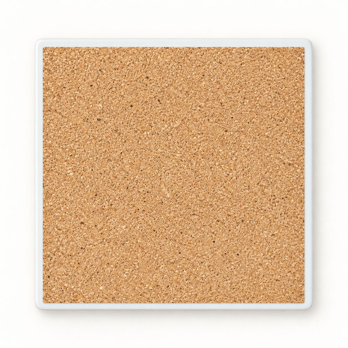 Cork-backed ceramic coaster — cleaned reference image