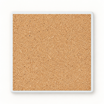 Cork-backed ceramic coaster — cleaned reference image